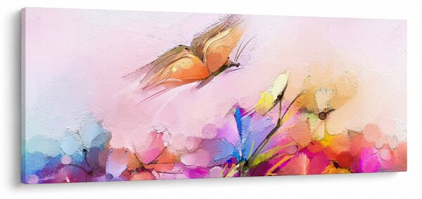 Slika - Metulj nad rožo, abstrakcija (120x50 cm)