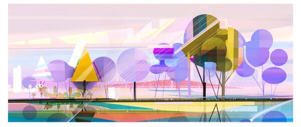Slika - Abstrakcija, pokrajina (120x50 cm)