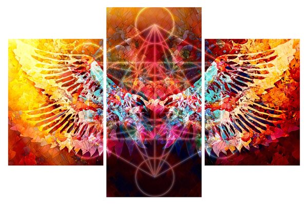 Slika - Merkaba s krili, abstrakcija (90x60 cm)