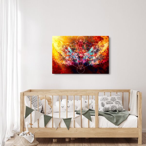 Slika - Merkaba s krili, abstrakcija (90x60 cm)