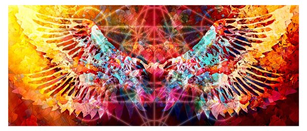 Slika - Merkaba s krili, abstrakcija (120x50 cm)