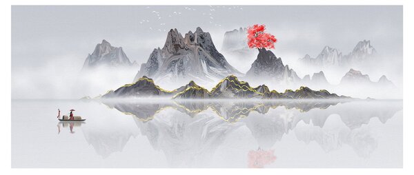 Slika - Gore v megli (120x50 cm)