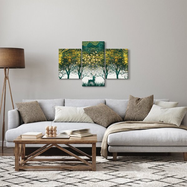 Slika - Jeleni v zelenem gozdu (90x60 cm)