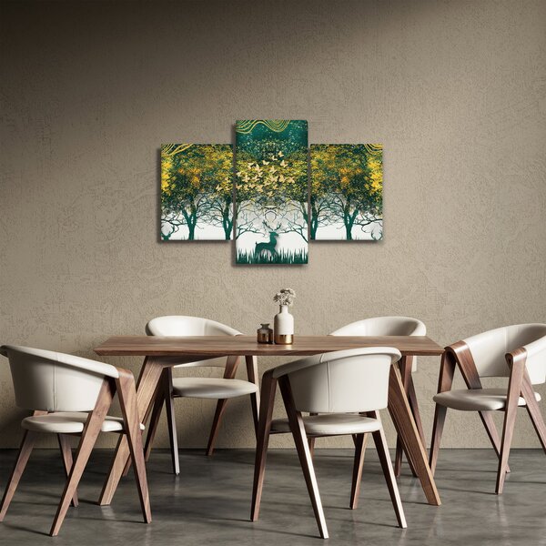 Slika - Jeleni v zelenem gozdu (90x60 cm)