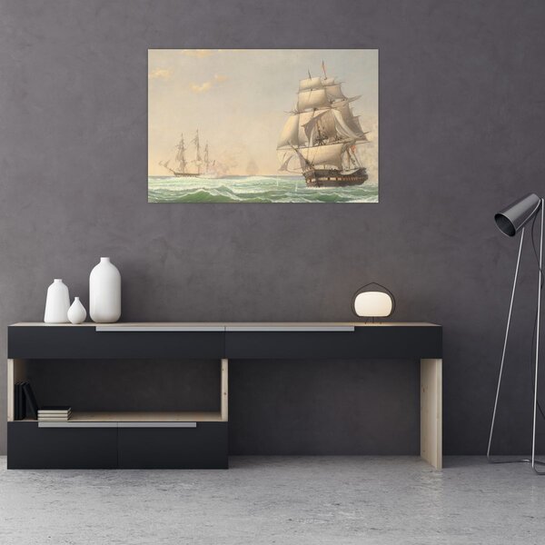 Slika - Fitz Henry Lane, The United States Frigate President Engaging the British Squadron, reprodukcije (90x60 cm)