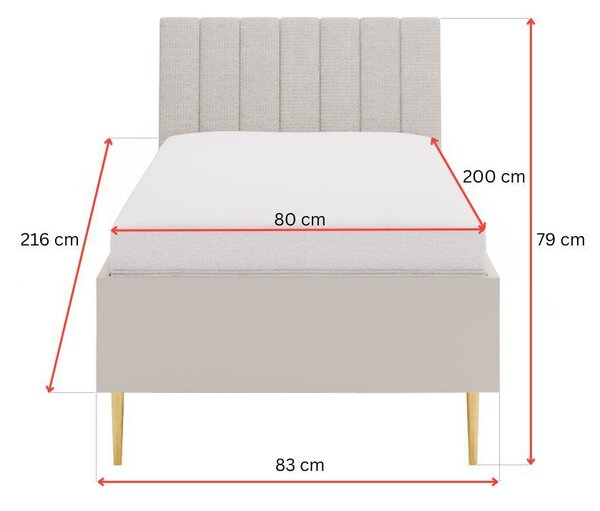 Jednostruki krevet 80 cm Bellic B6 (kašmir) (s podnicom)