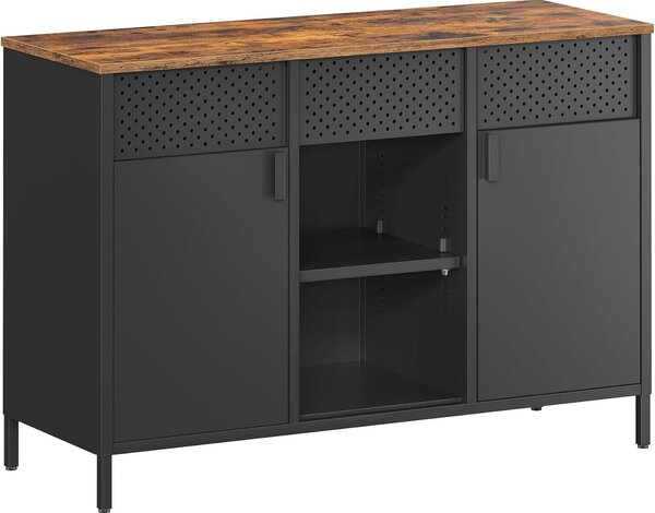 Skladišni ormar, metalni ormar, 40 x 110 x 76 cm, vintage smeđa, mat crna