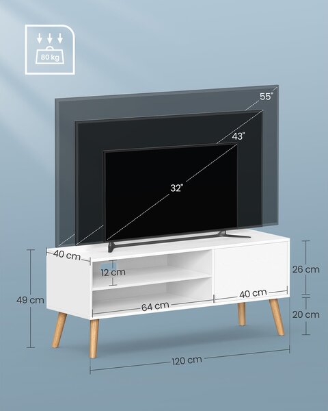 TV stalak, TV ormarić širine 120 cm, bijeli