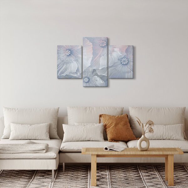 Slika - Modre rože na steni (90x60 cm)