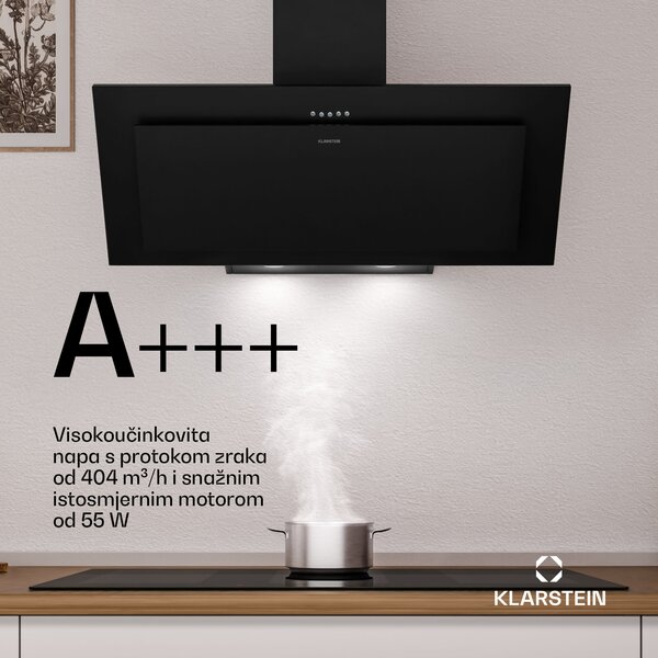 Klarstein Athena kosa napa | režim rada s odvodom i recirkulacijom | nehrđajući čelik | 254 m³/h | 56 W | 90 cm