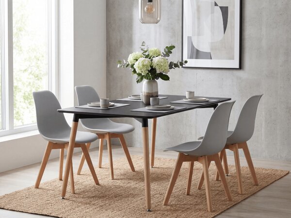 Dining set 1 + 4, crni stol ADRIA 120x80 cm + siva stolica KITO