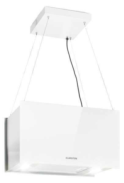 Klarstein Kronleuchter L, stropna otočna kuhinjska napa, 60 cm, snaga recirkulacije 577 m³/h, LED, zaslon osvjetljiv na dodir, bijela