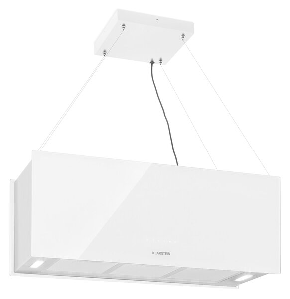 Klarstein Kronleuchter XL, otočna kuhinjska napa, 90 cm, usisna snaga 577 m³/h, LED, zaslon osvjetljiv na dodir, bijela