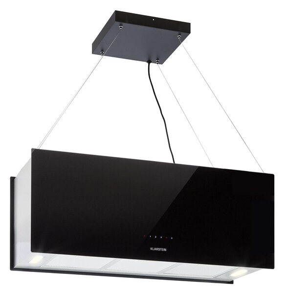 Klarstein Kronleuchter XL, stropna otočna kuhinjska napa, 90 cm, snaga recirkulacije 577 m³/h, LED, zaslon osvjetljiv na dodir, crna
