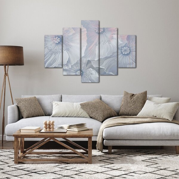 Slika - Modre rože na steni (150x105 cm)