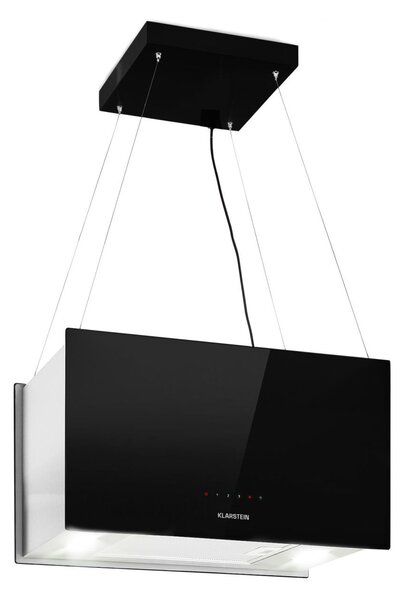 Klarstein Kronleuchter L, stropna otočna kuhinjska napa, 60 cm, snaga recirkulacije 577 m³/h, LED, zaslon osvjetljiv na dodir, crna