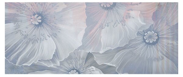 Slika - Modre rože na steni (120x50 cm)