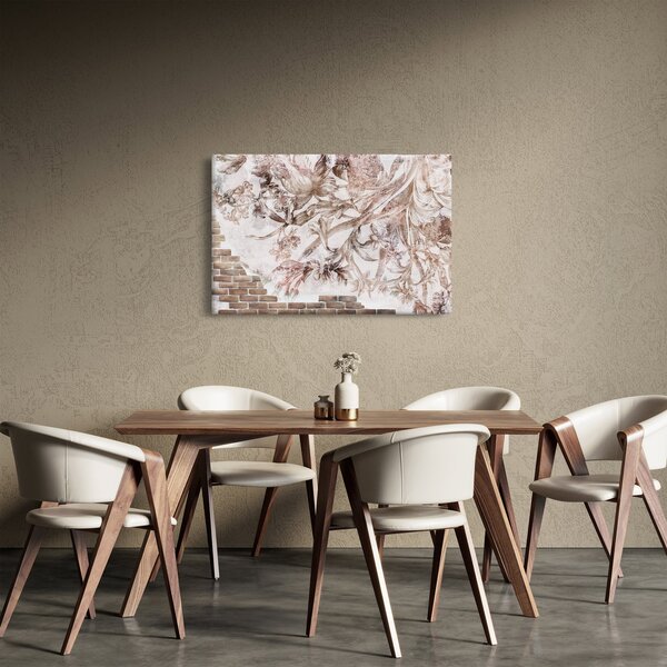Slika - Freska s cvetjem na opečni steni (90x60 cm)