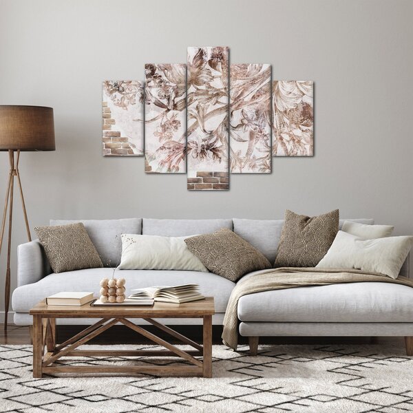Slika - Freska s cvetjem na opečni steni (150x105 cm)