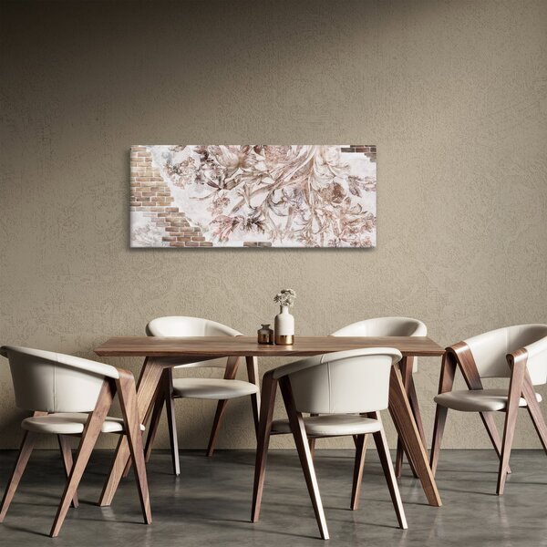 Slika - Freska s cvetjem na opečni steni (120x50 cm)