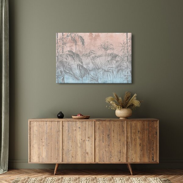 Slika - Tropske rastline na steni (90x60 cm)