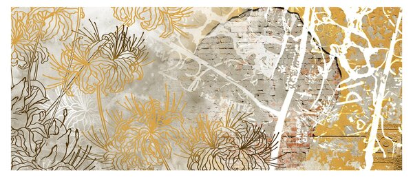 Slika - Vintage stena z rožami (120x50 cm)