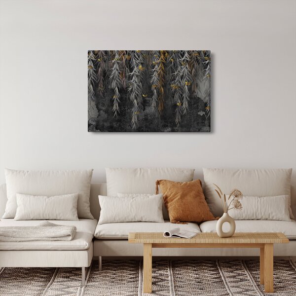 Slika - Vrbove vejice na črnem ozadju (90x60 cm)