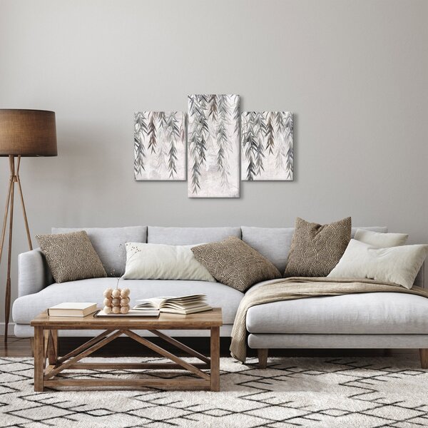 Slika - Vrbove vejice v sivem ometu (90x60 cm)