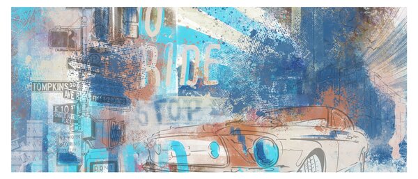 Slika - Rojen za vožnjo, modri toni (120x50 cm)