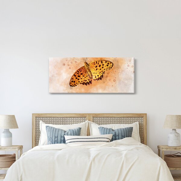 Slika - Oranžni metulj, akvarel (120x50 cm)