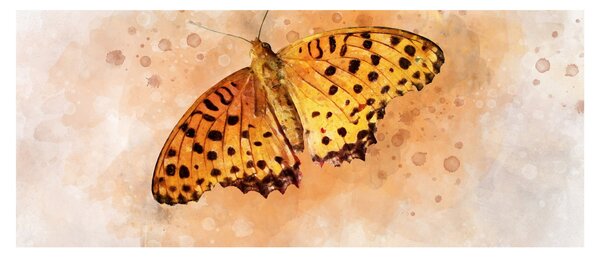 Slika - Oranžni metulj, akvarel (120x50 cm)