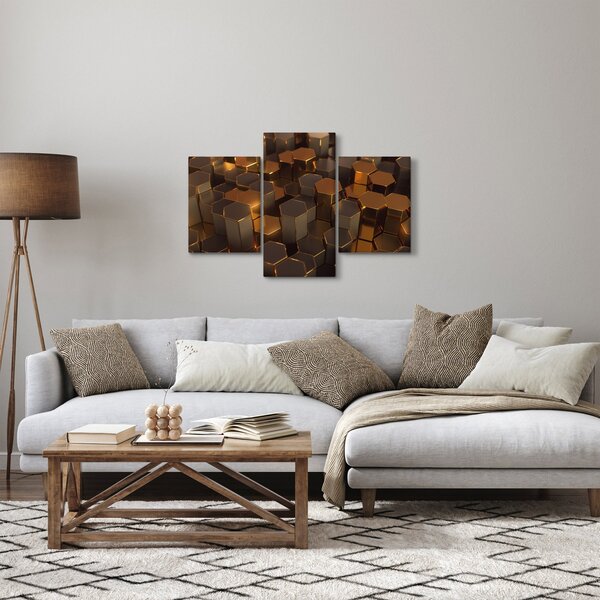 Slika - Bronasti šesterokotniki (90x60 cm)