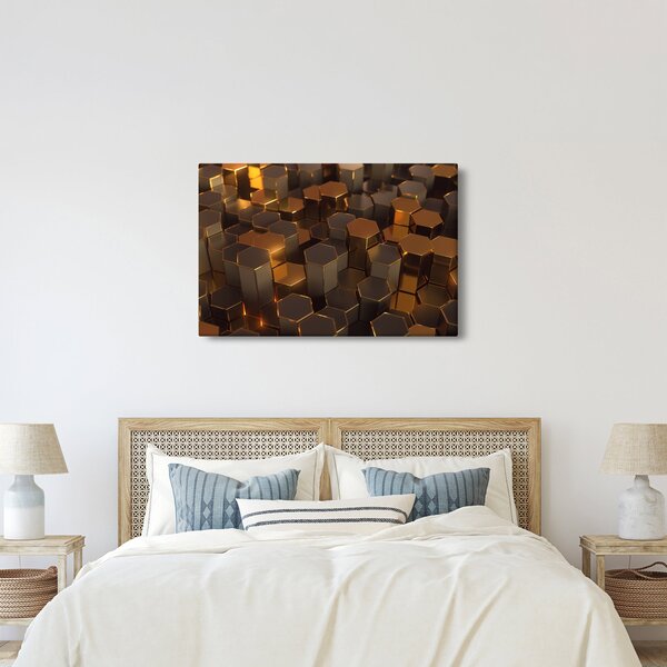 Slika - Bronasti šesterokotniki (90x60 cm)