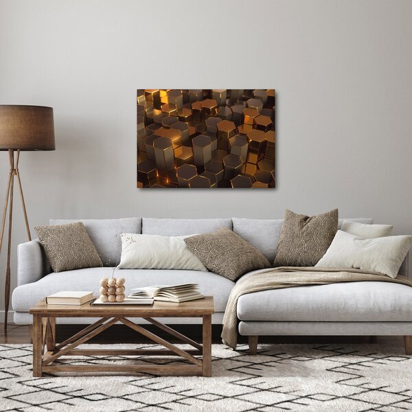 Slika - Bronasti šesterokotniki (70x50 cm)