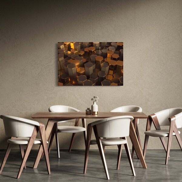 Slika - Bronasti šesterokotniki (90x60 cm)