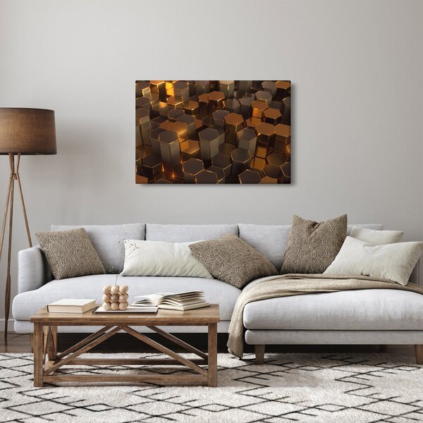 Slika - Bronasti šesterokotniki (90x60 cm)