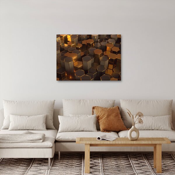 Slika - Bronasti šesterokotniki (70x50 cm)