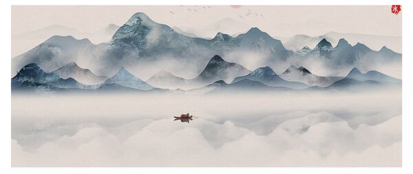 Slika - Dolina modrih gora (120x50 cm)