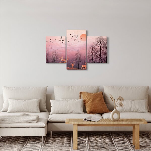 Slika - Jelen v soju zahajajočega sonca (90x60 cm)