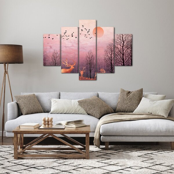 Slika - Jelen v soju zahajajočega sonca (150x105 cm)