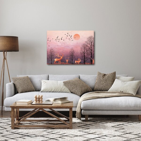 Slika - Jelen v soju zahajajočega sonca (70x50 cm)