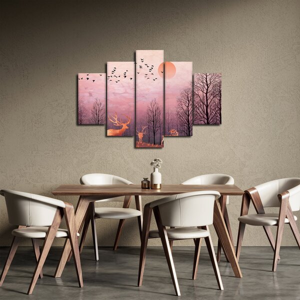 Slika - Jelen v soju zahajajočega sonca (150x105 cm)