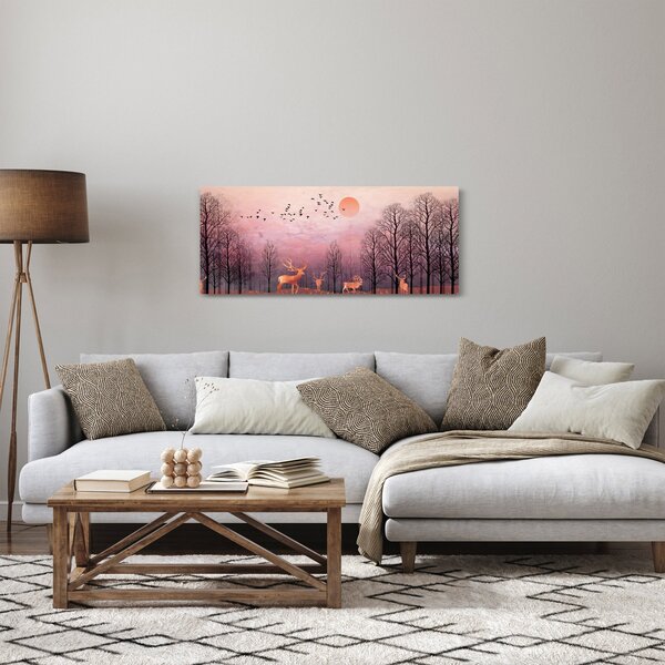Slika - Jelen v soju zahajajočega sonca (120x50 cm)