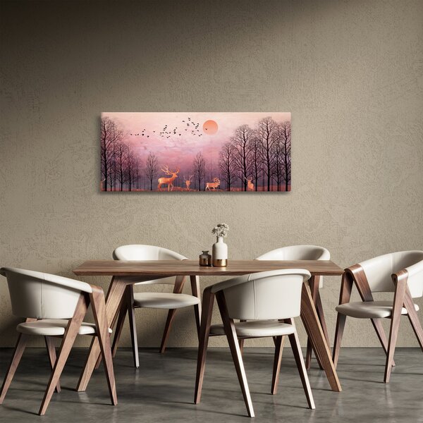 Slika - Jelen v soju zahajajočega sonca (120x50 cm)