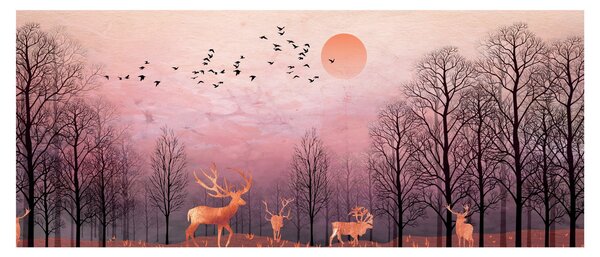 Slika - Jelen v soju zahajajočega sonca (120x50 cm)