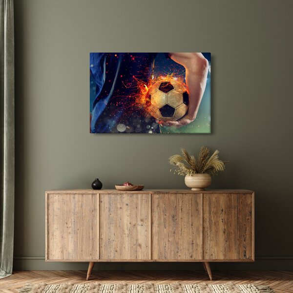 Slika - Nogometna žoga v ognju (90x60 cm)