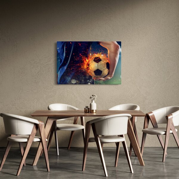 Slika - Nogometna žoga v ognju (90x60 cm)
