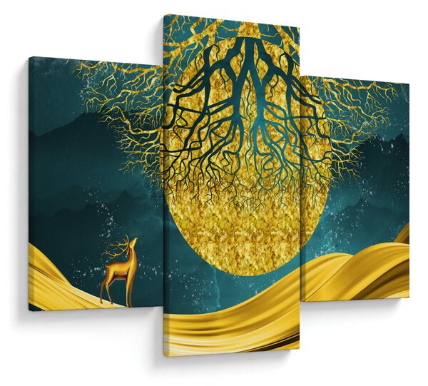 Slika - Abstrakcija, Zlata pokrajina (90x60 cm)