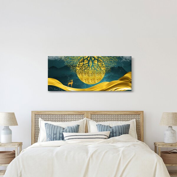 Slika - Abstrakcija, Zlata pokrajina (120x50 cm)