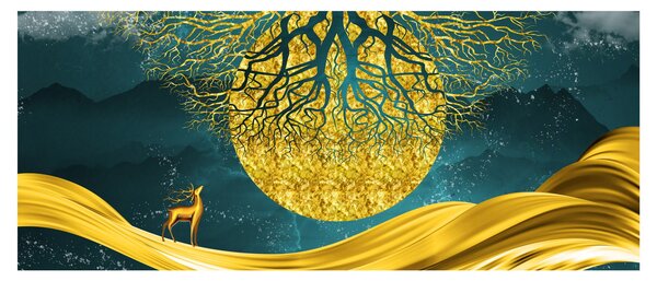 Slika - Abstrakcija, Zlata pokrajina (120x50 cm)